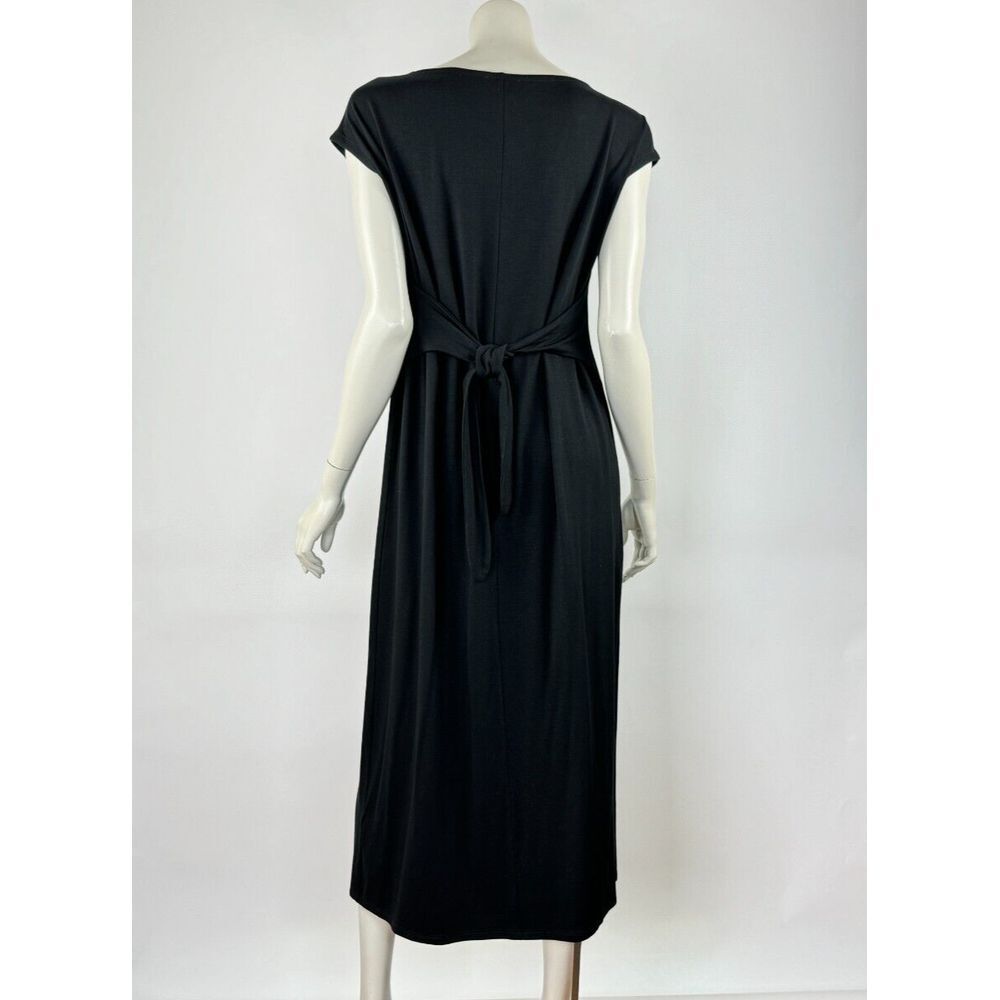 Eileen Fisher Fine Jersey Tie Waist Dress Women S NWOT Boat Neck Stretch Tencel